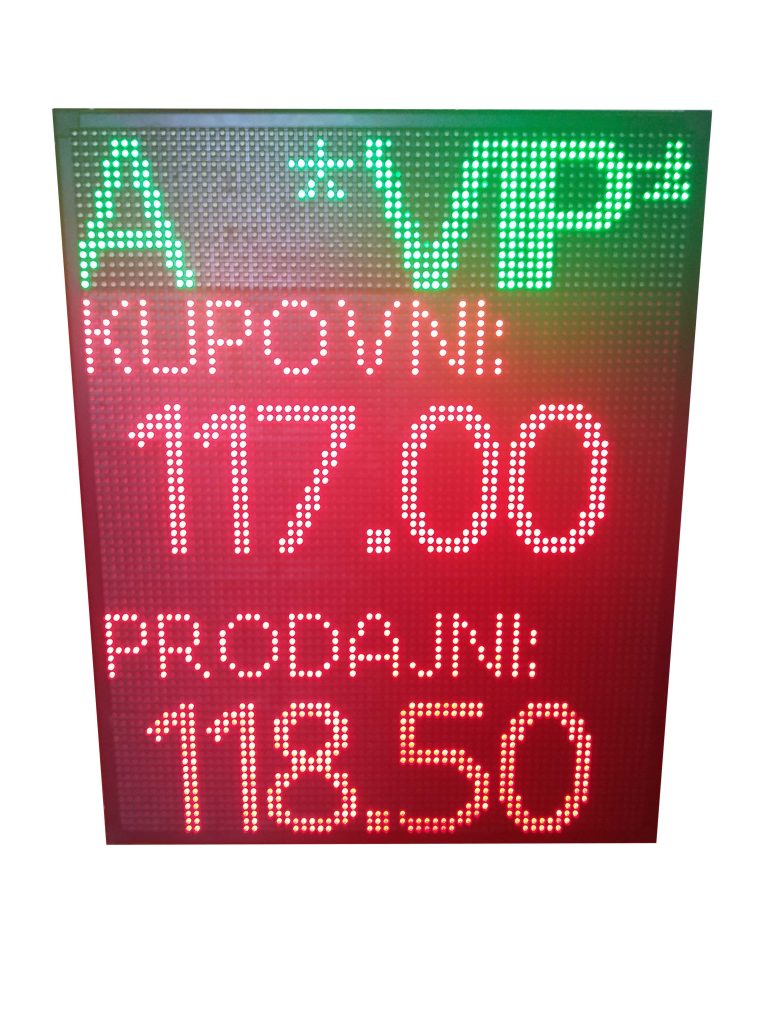 Led displej za menjačnicu kursna lista1